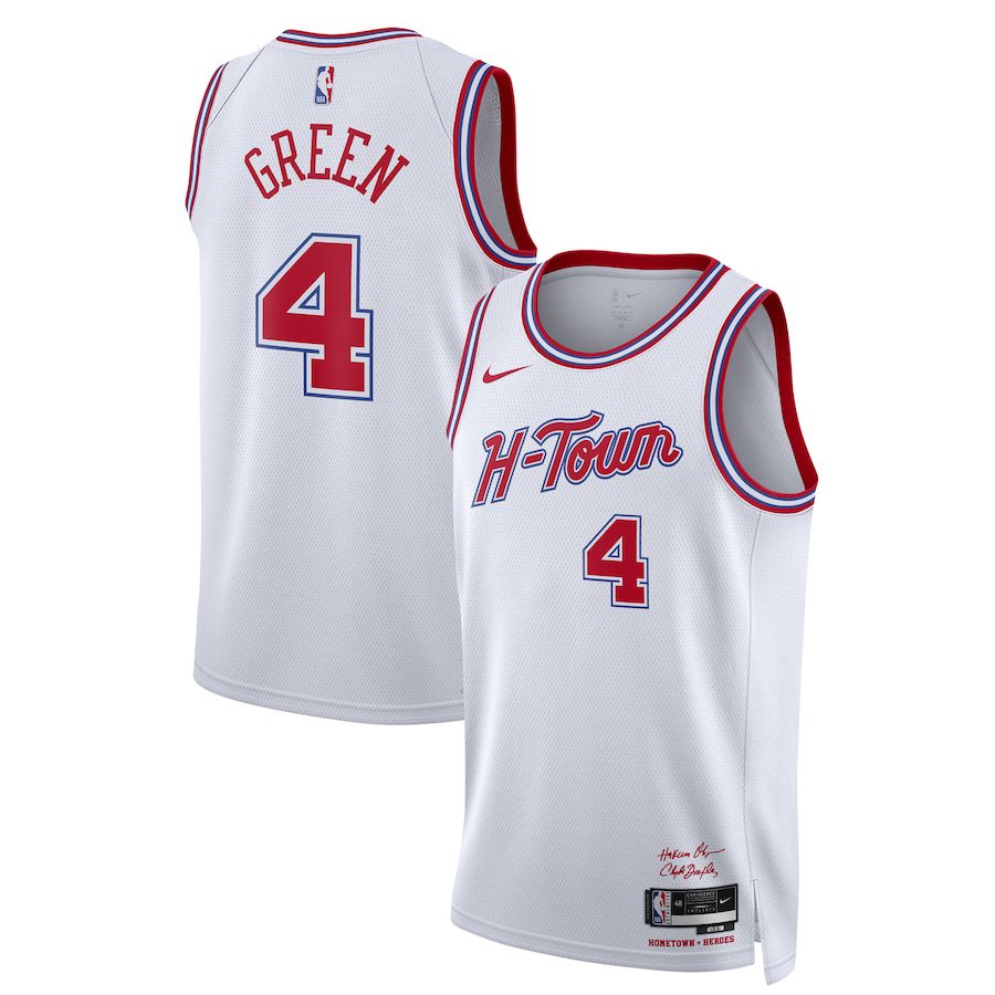 Men Houston Rockets 4 Jalen Green Nike White City Edition 2023-24 Swingman NBA Jersey